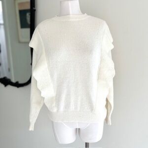 Philosophy White Front Ruffle Sweater Size M
